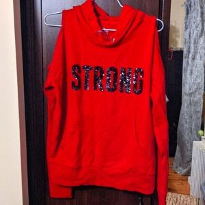 Red "Strong" New York and Company Hoodie Sweatshirt, Size Small